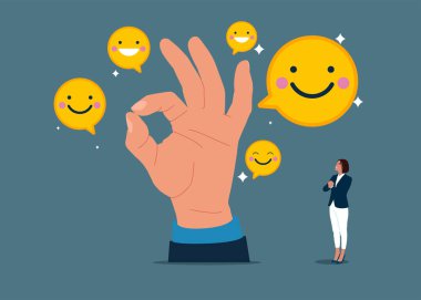 El, iş motivasyonunu gösterir. Çalışanların mutluluğu, iş memnuniyeti, şirket yararları, olumlu tavırlar. Düz vektör illüstrasyonu