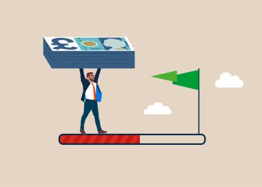 Sterlinli bir iş adamı, İngiltere 'nin başlangıcından başarıya kadar bir sürü banknot tutar. Kariyer yolu. İlerlemene meydan oku ve yarışı kazan. Finansal özgürlüğe ulaşmak, ekonomik tahmin.