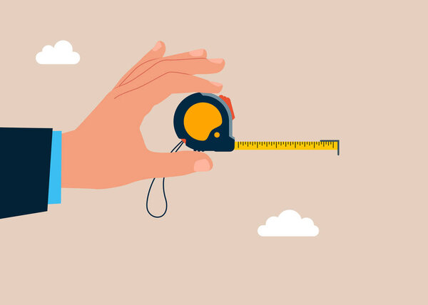 Ручная лента. Точность и измерение. Плоская векторная иллюстрация