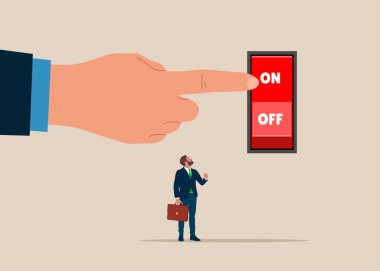 El basma düğmeleri. Işık düğmelerini kullanarak açılıp kapatılıyor. Işıkları kullanımda değilken kapatarak enerjiyi tasarruf et. Modern düz vektör illüstrasyonu.