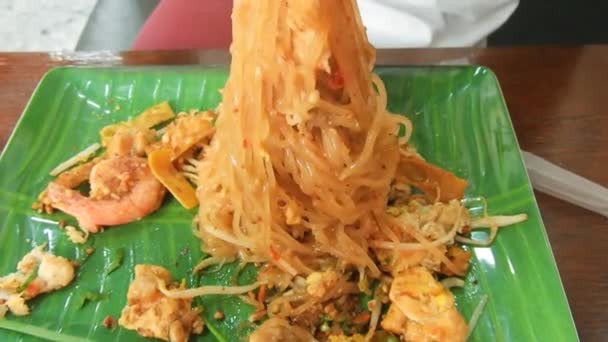 Pad Thai Популярною Стравою Яка Відома Місцево Інтернаціонально Sauce Рибного — стокове відео