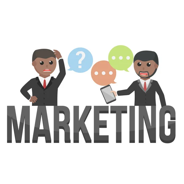 Empresario Africano Marketing Personas Con Texto — Vector de stock