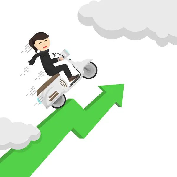 Business Woman Secretary Speed Progress Design Character White Background — Stock Vector