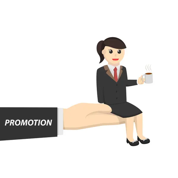Femme Affaires Secrétaire Promotion Entrepreneur Design Caractère Sur Fond Blanc — Image vectorielle
