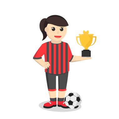 Football Player woman with Trophy