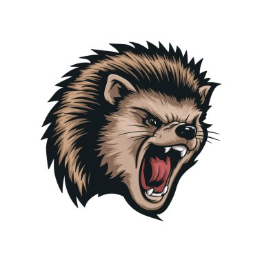 Porcupine roar illustration design logo icon clipart