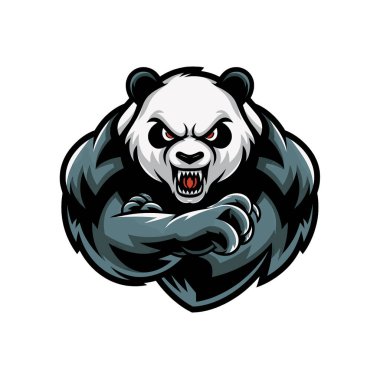 Pandanın çılgın logosuyla saldırması vahşi tasarım illüstrasyonu