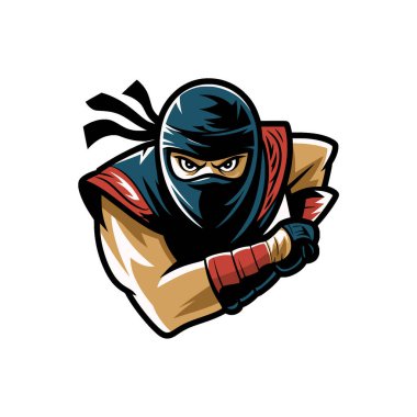 Ninja saldırısı poz tasarımı illüstrasyon logosu