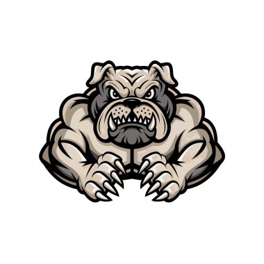 bulldog muscular attacking with claws logo illustration clipart