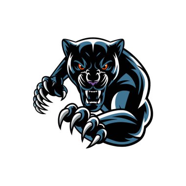 black panther logo attacking with claws design clipart