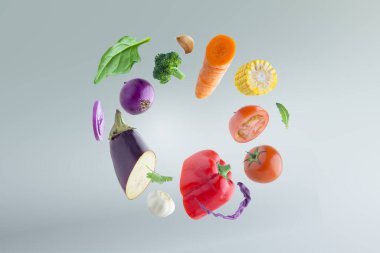 Yüzen sebzeler renk tekerleği beslenme ve sağlıklı beslenme