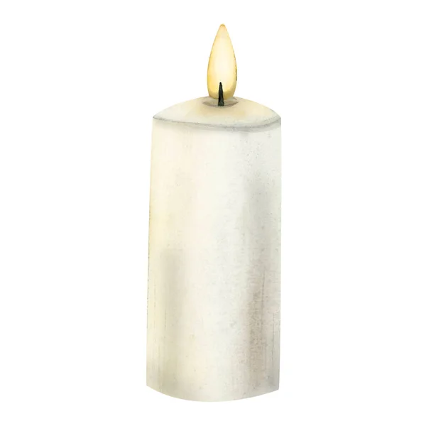 Hand Drawn Σκεφτείτε Λευκό Κερί Καύση Απομονώνονται Λευκό Φόντο Κερί — Φωτογραφία Αρχείου