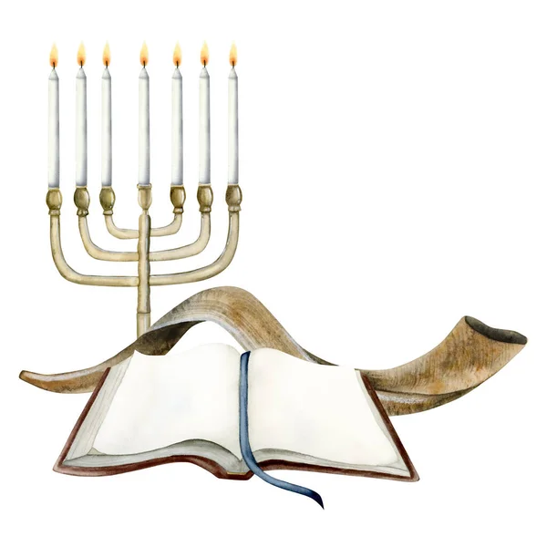 Yom Kippur Üdvözlőkártya Sablon Zsidó Ünnep Újév Rosh Hashanah Tóra — Stock Fotó