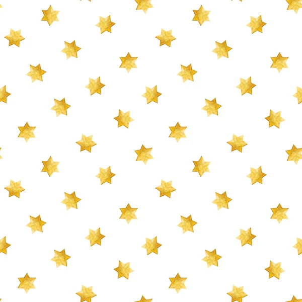 Yellow Star David Watercolor Seamless Pattern White Background Hanukkah Sukkot — Stock Photo, Image