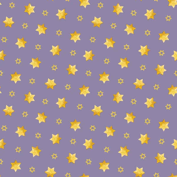 Estrella Amarilla David Patrón Sin Costura Acuarela Sobre Fondo Blanco —  Fotos de Stock