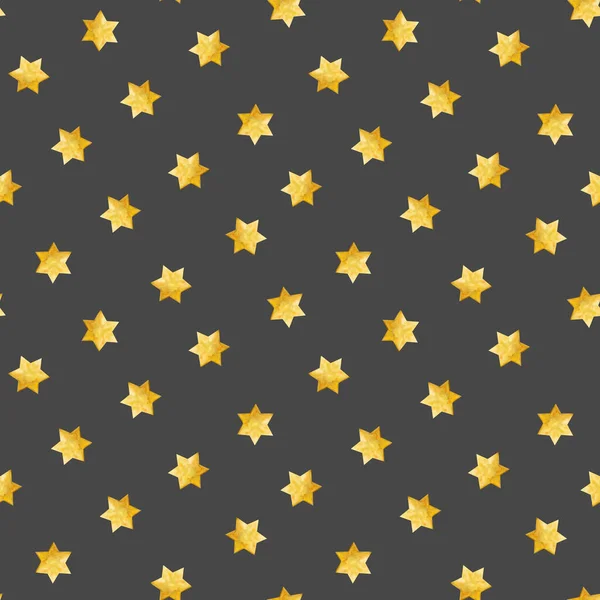Estrellas Doradas David Sobre Fondo Gris Oscuro Acuarela Patrón Sin —  Fotos de Stock