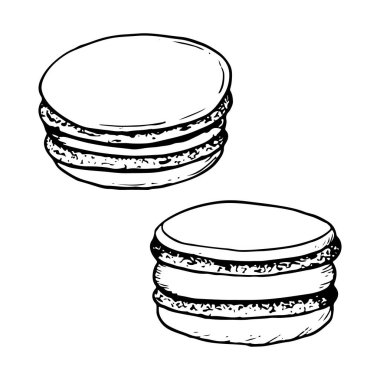 Siyah beyaz desenli simsiyah kurabiyeler. Kafe ve fırınlar için lezzetli tatlı yemekleri..