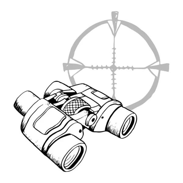 Binoculares Tácticos Militares Con Mira Óptica Ilustración Vectorial Gráfica Blanco — Vector de stock