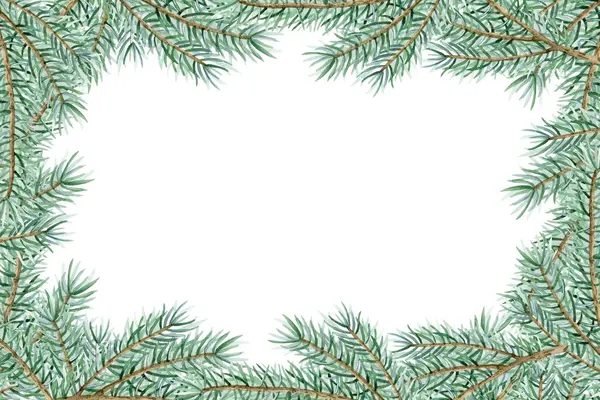 Weihnachtsbaum Zweige Horizontale Banner Vorlage Mit Fichte Von Tanne Pflanze — Stockfoto