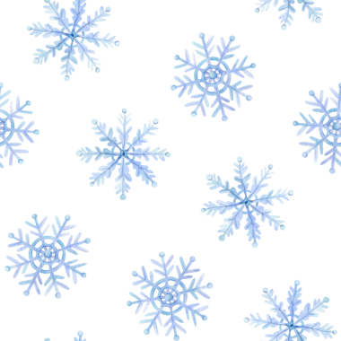 Suluboya mavi kar taneleri beyazın üzerinde pürüzsüz desen oluşturuyor. Kışlık kumaş tasarımları ve erkek kıyafetleri için basit bir el çizimi arka plan