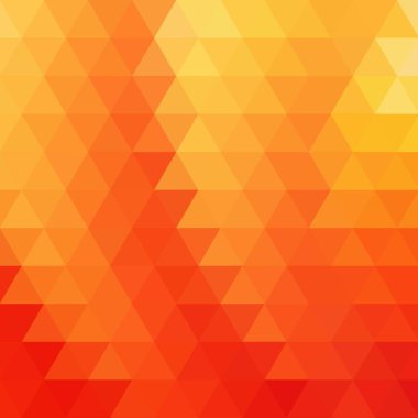 Geometrik tasarım elemanı. Çokgen biçiminde vektör illüstrasyonu. Turuncu üçgenler. 10 saniye.