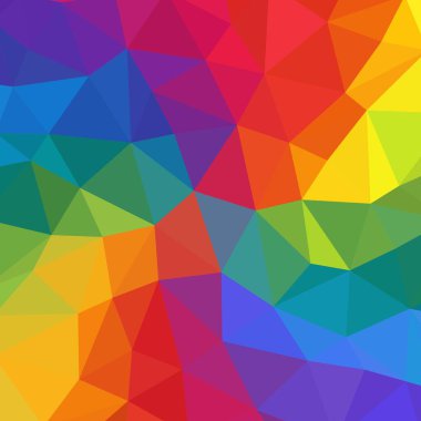 Geometrik tasarım, bir vektör kaleydoskop mozaiği, soyut mozaik arkaplan, renkli geleceksel arkaplan, geometrik üçgen desen. Mozaik doku. Lekeli cam etkisi. Vektör.