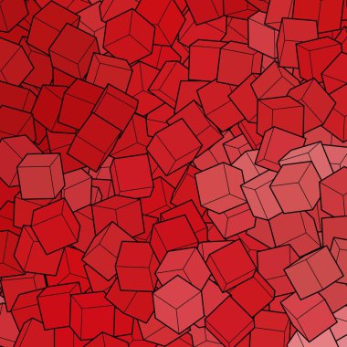 Soyut vektör arkaplanı. Geometrik şekiller. Kırmızı küpler.