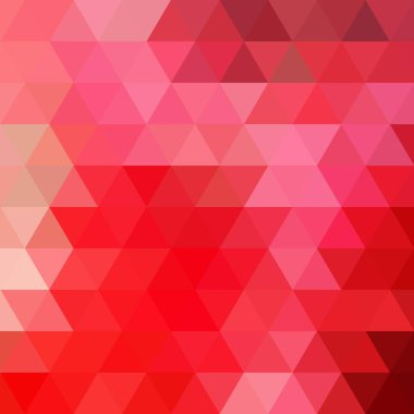 Geometrik modern tasarım. Kırmızı mozaik arka plan. Geometrik üçgen, mozaik, soyut arkaplan. Mozaik doku. Vektör illüstrasyonu