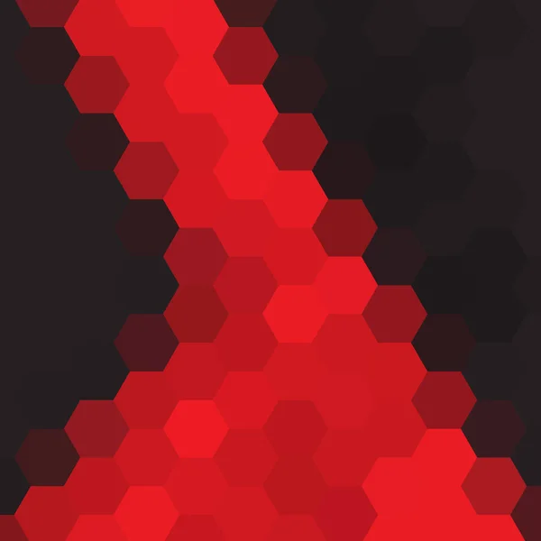 黑暗的几何背景六边形抽象矢量背景为多边形风格 红色和黑色六边形 — 图库矢量图片