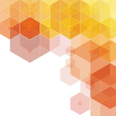 Soyut geometrik üçgenler fütüristik teknoloji arka planı. Çizim vektörü. Turuncu altıgen.