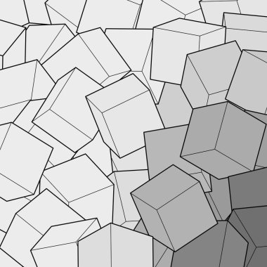 Soyut vektör arkaplanı. Geometrik şekiller. Gri küpler.