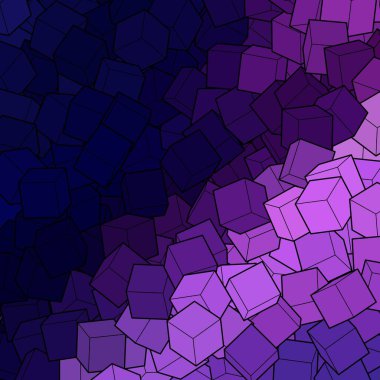 Soyut vektör arkaplanı. Geometrik şekiller. Mor küpler..