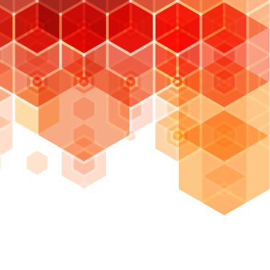 Soyut çokgen arkaplan. Tanıtım materyallerinin sunumu için vektör geometrik şablon. Web sitesi arka plan tasarımı. Turuncu altıgen.