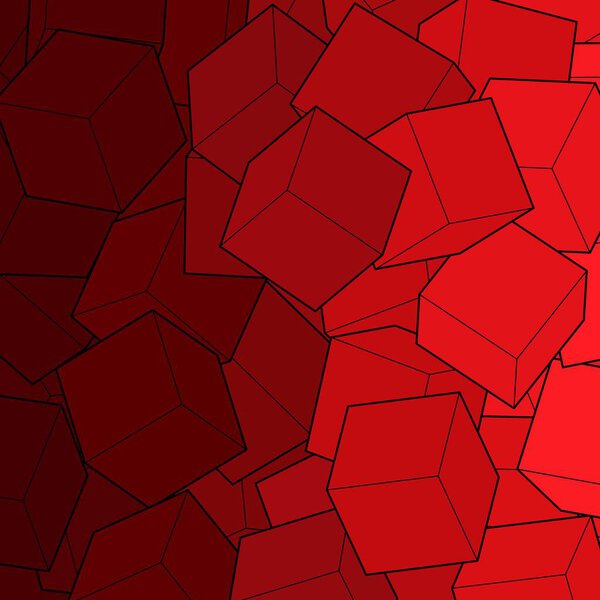 Red background from cubes. Vector illustration for your graphic design.Vector illustration for your graphic design.