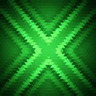 Geometrik desen, çokgen üçgenler yeşil tonları arka planda vektör. İllüstrasyon model