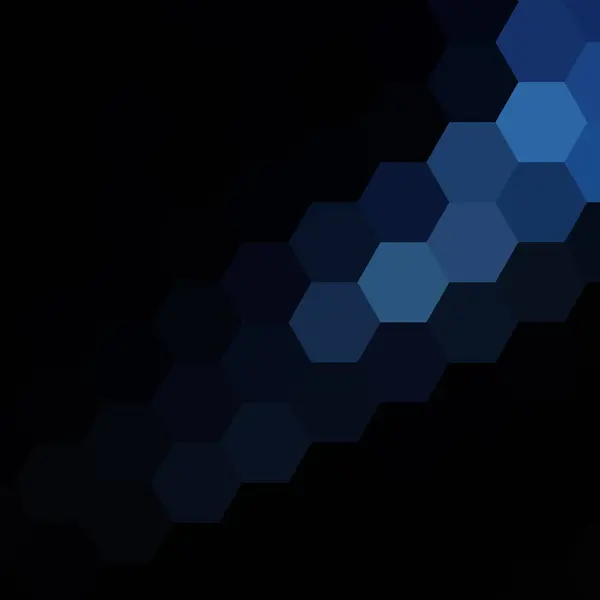 Bland Sfondo Nero Blau Esagonale Astratto Stile Poligonale Modello Presentazione — Vettoriale Stock