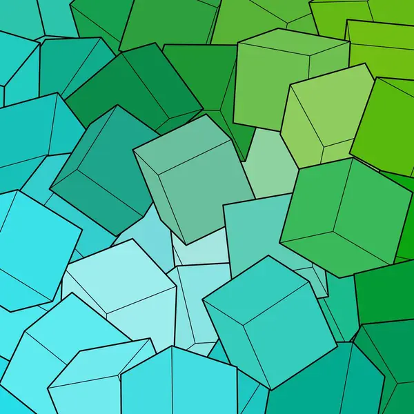Αφηρημένο Διανυσματικό Φόντο Γεωμετρικές Μορφές Μπλε Πράσινοι Κύβοι — Διανυσματικό Αρχείο