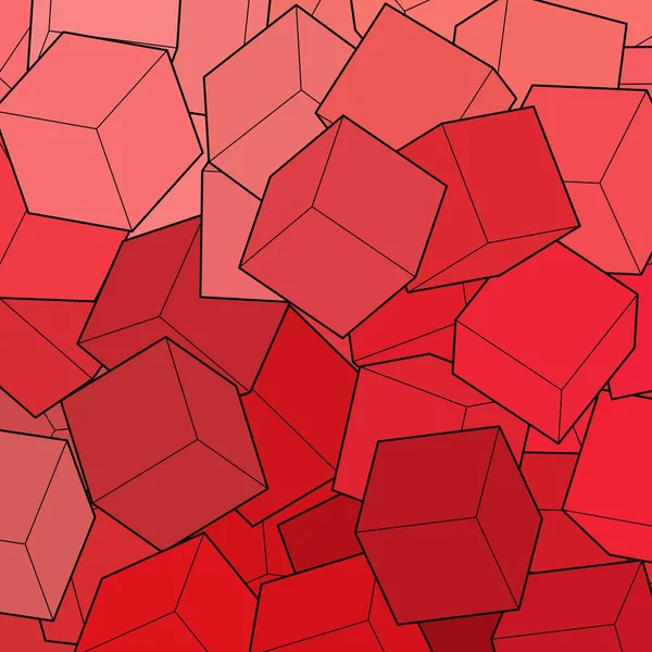 Fond Vectoriel Abstrait Chiffres Géométriques Cubes Rouges — Image vectorielle