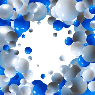 Farklı boyutlarda renkli gökkuşağı mat topları. Çok renkli uçan kürelerle soyut kompozisyon. Vektör arkaplanı