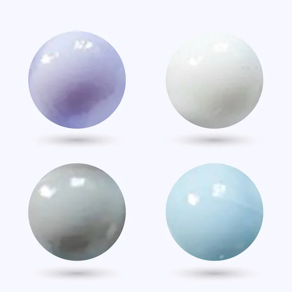 Set Perle Realistiche Diversi Colori Illustrazione Vettoriale — Vettoriale Stock