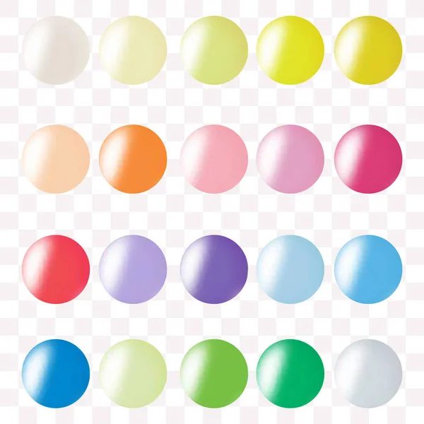 Green Blue Red Pink Yellow Orange Purple Glossy Sphere Isolated — Stock Vector