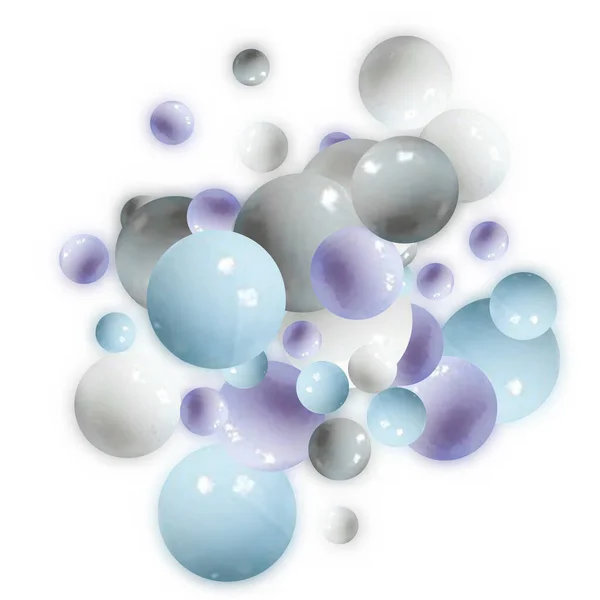 Render Several Sized Reflected Spheres White Studio — Stock Vector