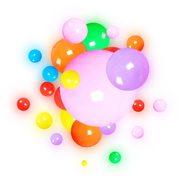 Colorfull balls 3d render. Colorfull balls on white background. Abstract digital illustration.