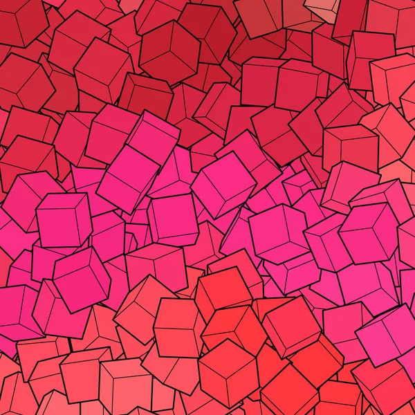 Fondo Abstracto Del Vector Cifras Geométricas Cubos Rosados Rojos — Vector de stock