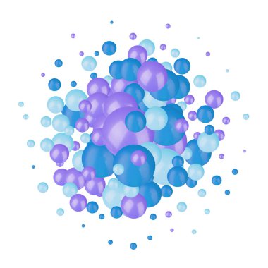 Grafik tasarımı için soyut toplar geometrik gradyan renk arkaplanı. 3d resimleme.