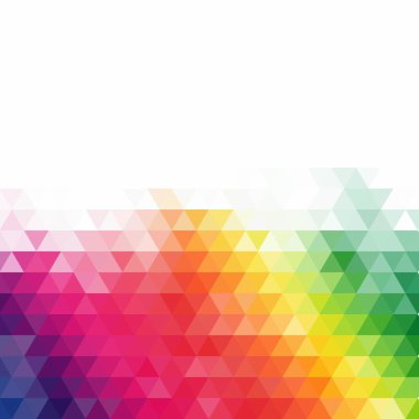 Şık geometrik vektör arkaplanı. Sunum şablonu. Reklamcılık için tasarım. Pankart. Dergi kapağı, broşürler ve daha fazlası. Renk üçgenleri.