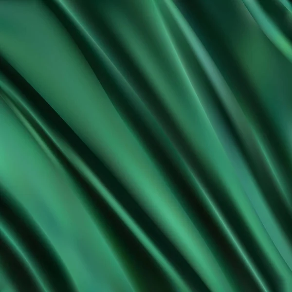 Verde Cetim Tecido Pano Sedoso Tecido Cortinas Com Vinco Ondulado — Vetor de Stock