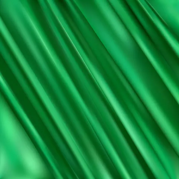 Grüner Satin Hintergrund Mit Falten Und Glatten Wellen — Stockvektor