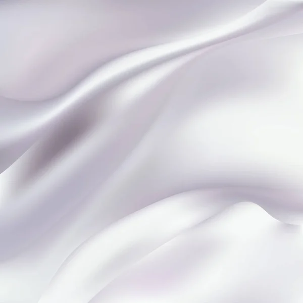 Witte Zijden Stof Textuur Van Witte Chintz Stof Met Golven — Stockvector