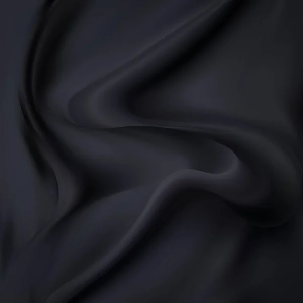Textura Fondo Tela Felpa Arrugada Negra Patrón Material Suave — Vector de stock